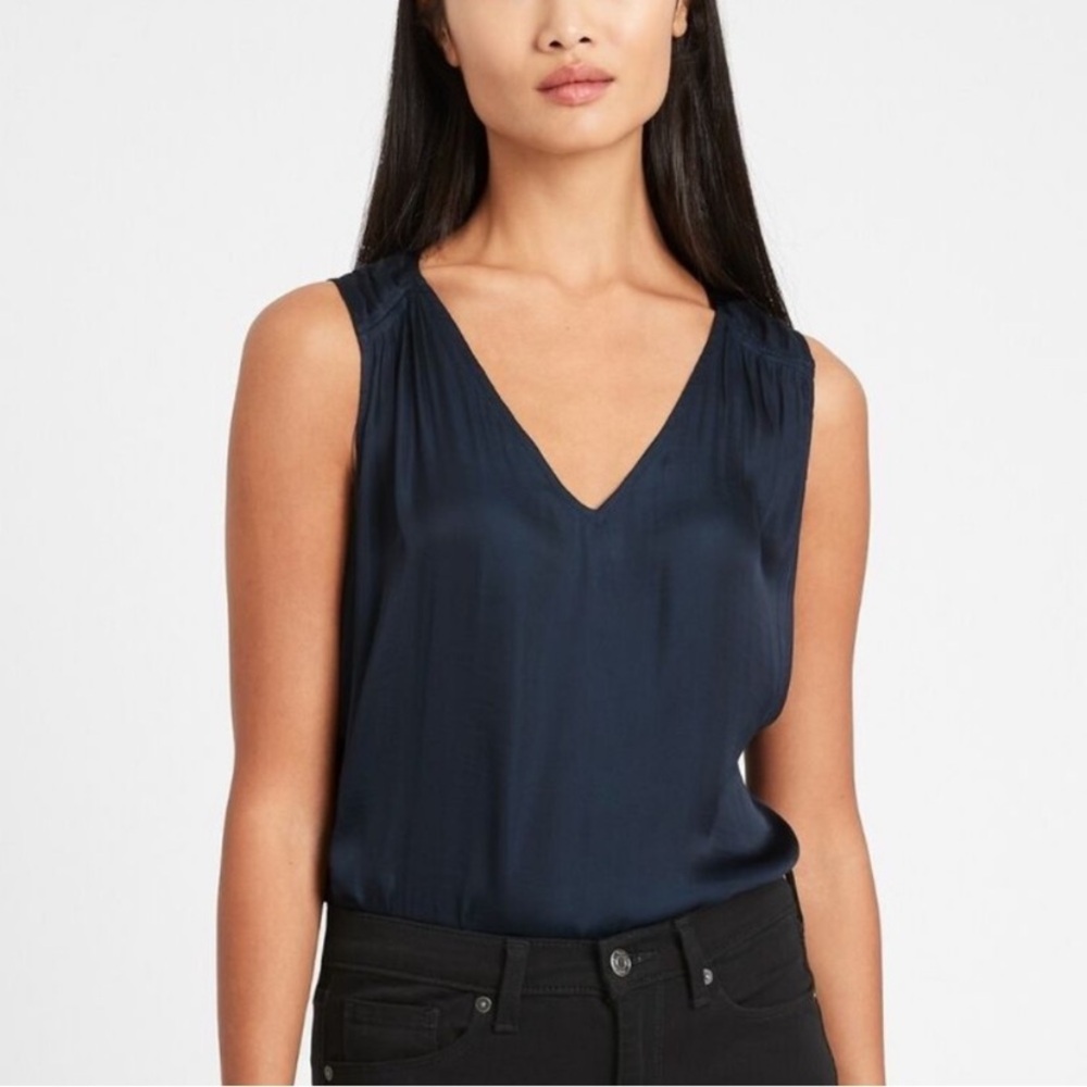 Banana Republic Navy Sleeveless Blouse